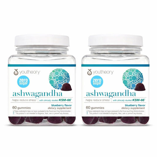 Youtheory Ashwagandha gummies bottle offers convenient daily energy and calm support