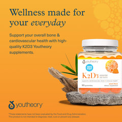Take-to-go pack of Youtheory K2D3 Zero Sugar Gummy for travel and busy days