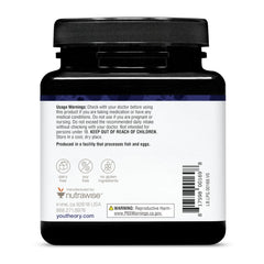 Youtheory Liposomal Glutathione with Resveratrol label design emphasizes quality ingredients