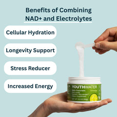 YOUTHWATER NAD+ Cucumber daily-use pack signals effortless wellness routine.