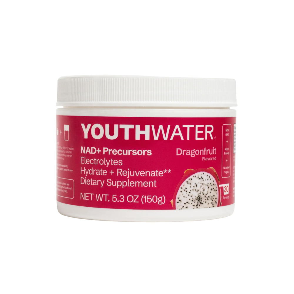 YOUTHWATER NAD+ dragonfruit bottle ready for hydration on the go