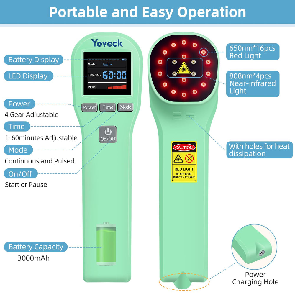 Yoveck handheld device in use on arm for muscle comfort