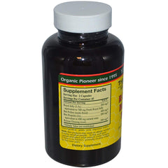 Y.S. Eco Bee Farms bee pollen capsules close-up hints daily nutrient support.