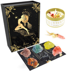 YTENTE Aries zodiac sign candle with crystals offers calming ambience and decorative charm