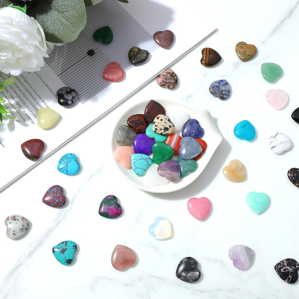 Yuanan rose quartz and amethyst heart stones for calming energy
