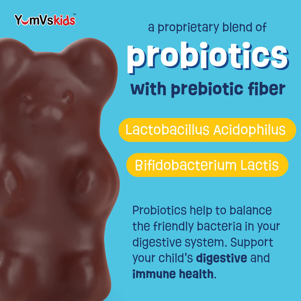YUM-V'S probiotic kids chocolate bears melt in the mouth for easy consumption.