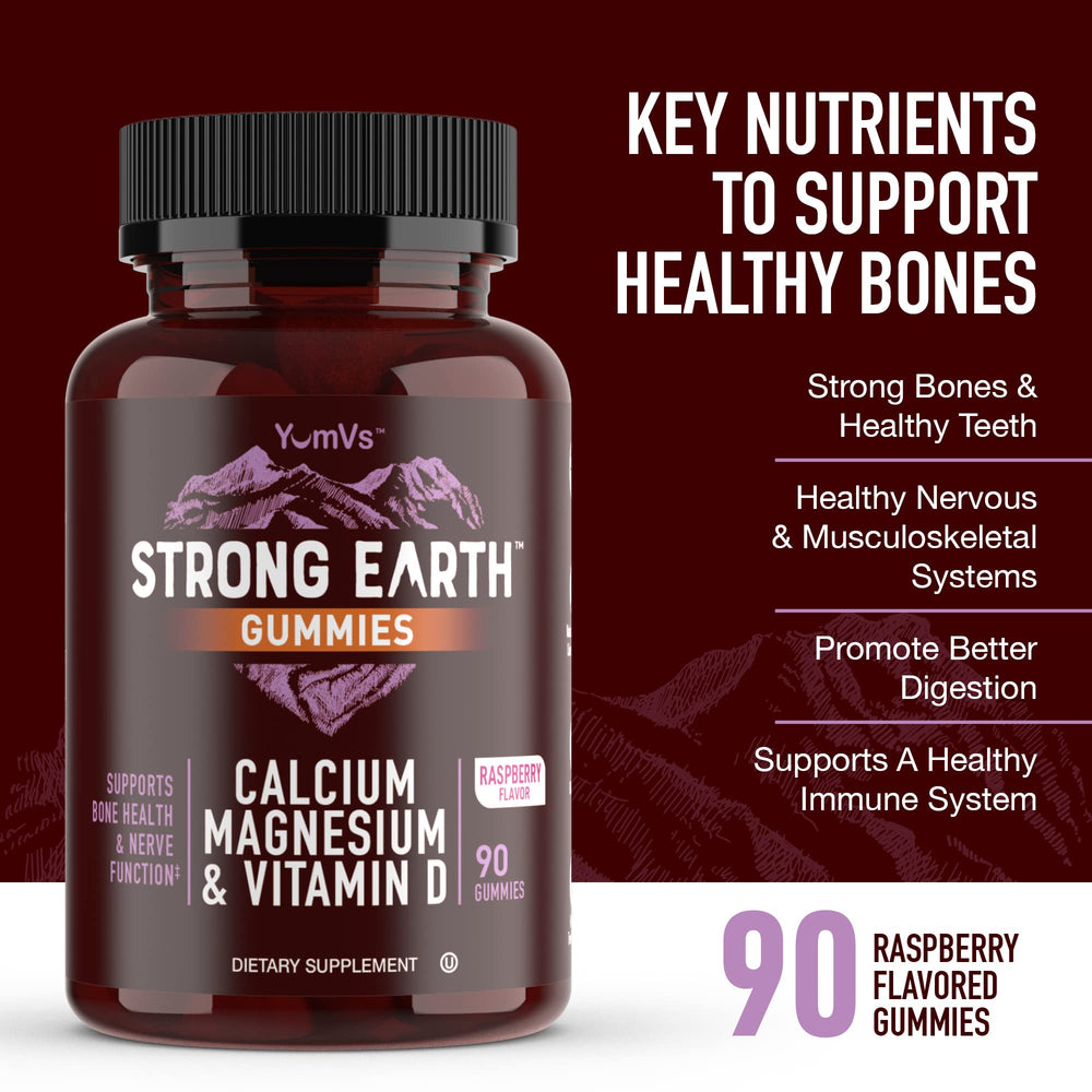 YUM-V'S Strong Earth kosher certification seal signals trusted supplement quality.