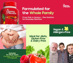 Kid friendly daily supplement idea with Yummy and Health capsules.