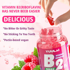YUULAI Vitamin B2 gummies suitable for kids and adults in daily routines.