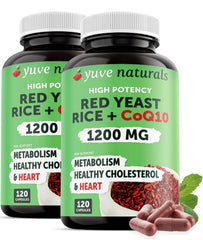 Yuve red yeast rice 1200mg bottle with CoQ10 for daily supplementation