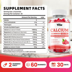YXSW Calcium Gummies raspberry gummy close-up for immune support.