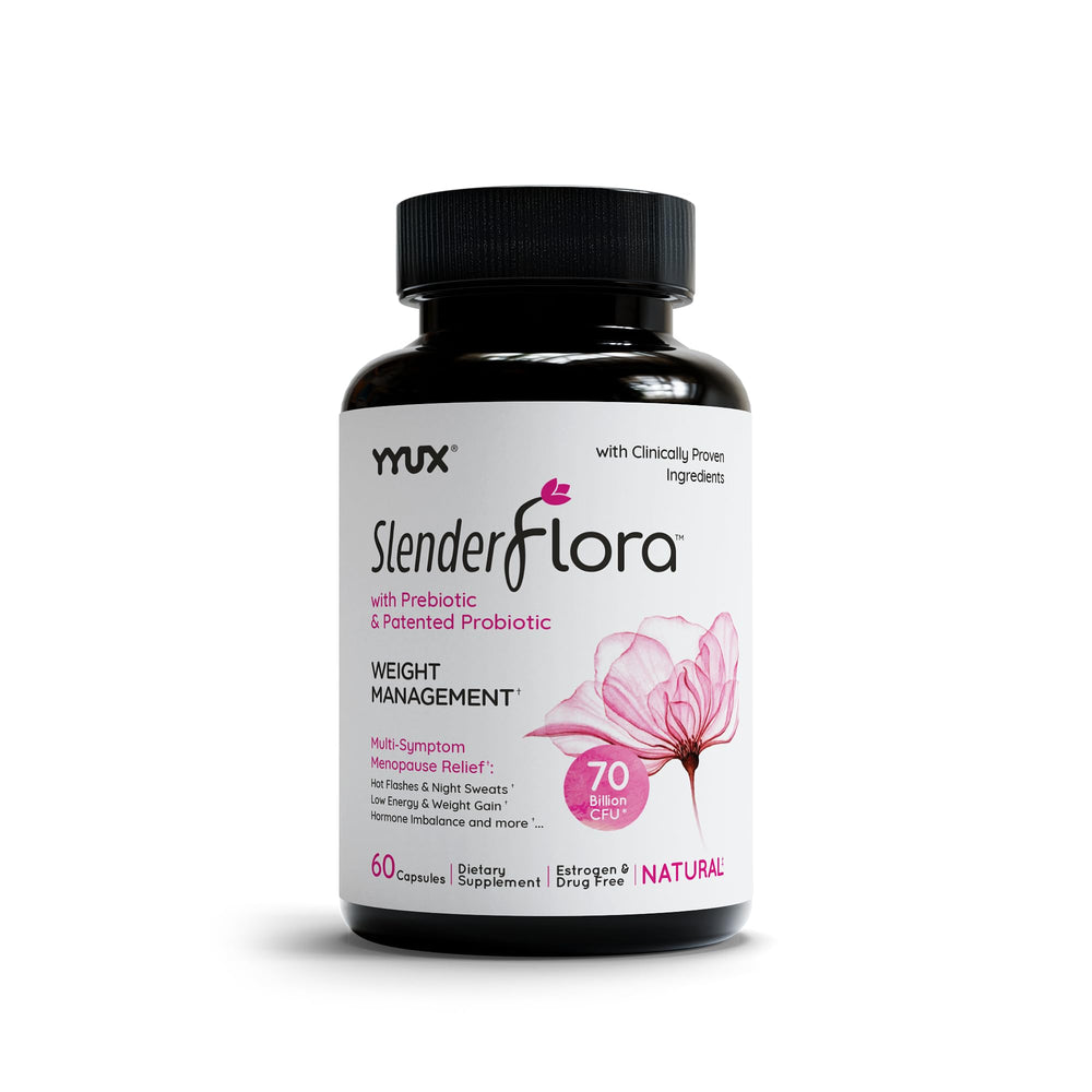 YYUX SlenderFlora bottle front label highlighting 70B CFU probiotic formula.
