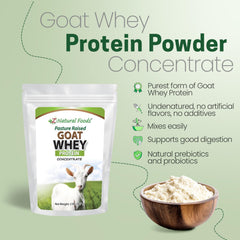 Z Natural Foods Goat Whey Powder pour captures fast-absorbing protein for post-workout meals.