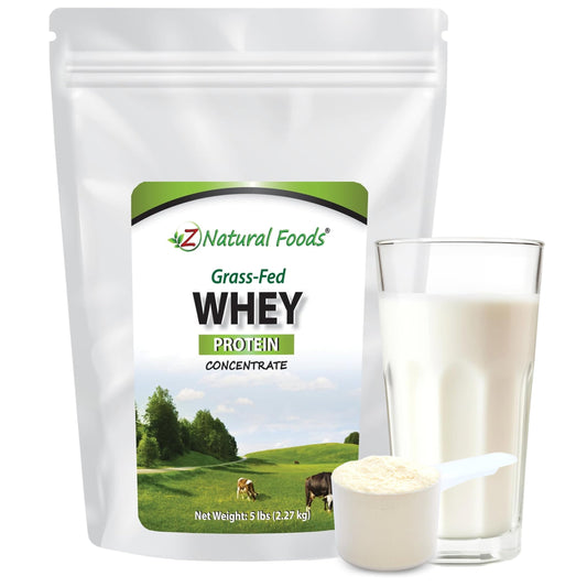 Z Natural Foods grass-fed whey protein canister front view for pure protein