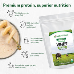 Z Natural Foods Organic Grass-Fed Whey Powder added to oats for a protein-rich breakfast