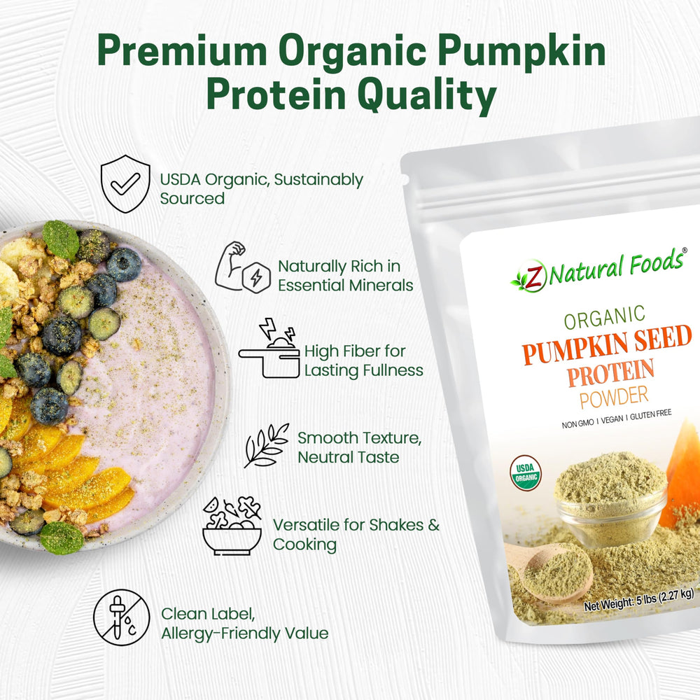 Z Natural Foods pumpkin seed protein powder being added to baking batter
