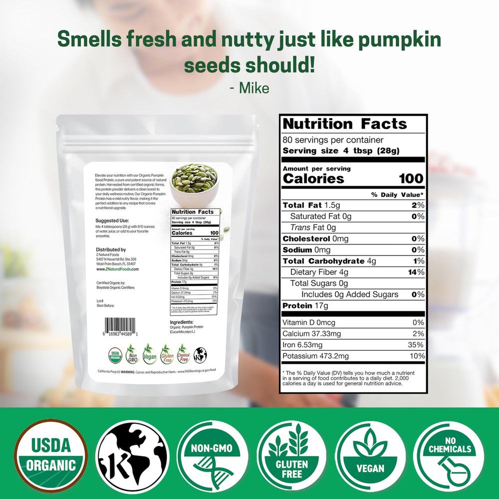 Z Natural Foods pumpkin seed protein powder scoop with measuring spoon for easy daily use