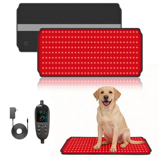 ZAEXAE red light therapy pad on a dog's back for targeted comfort.