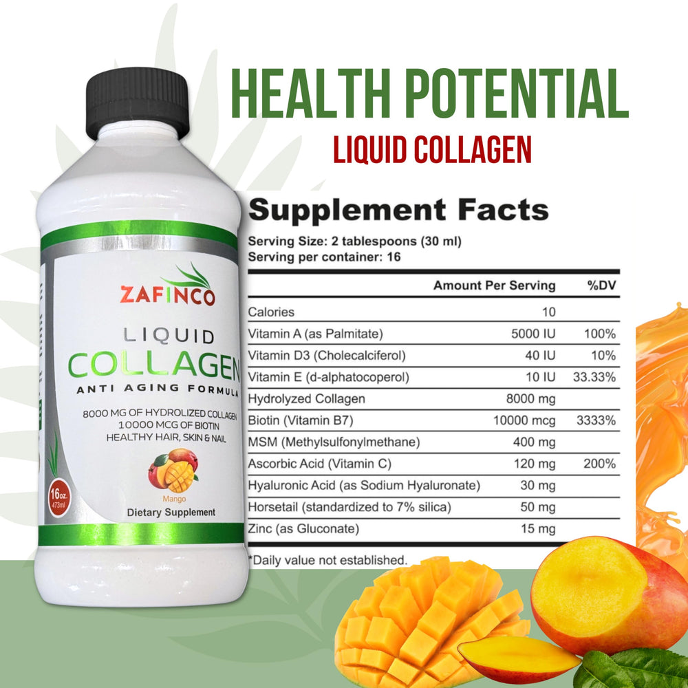 ZAFiNCO bottle cap shows 10000 mcg biotin for beauty support.