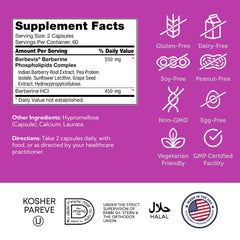 Zahler Berberine bottle emphasizes vegetarian and kosher ingredients.