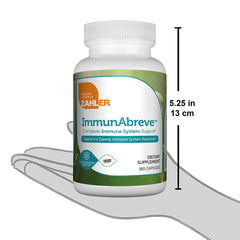 Zahler Immunabreve bottle pouring capsules into hand for daily use