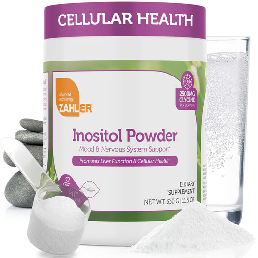 Zahler Inositol and Glycine powder tub for daily mood support.