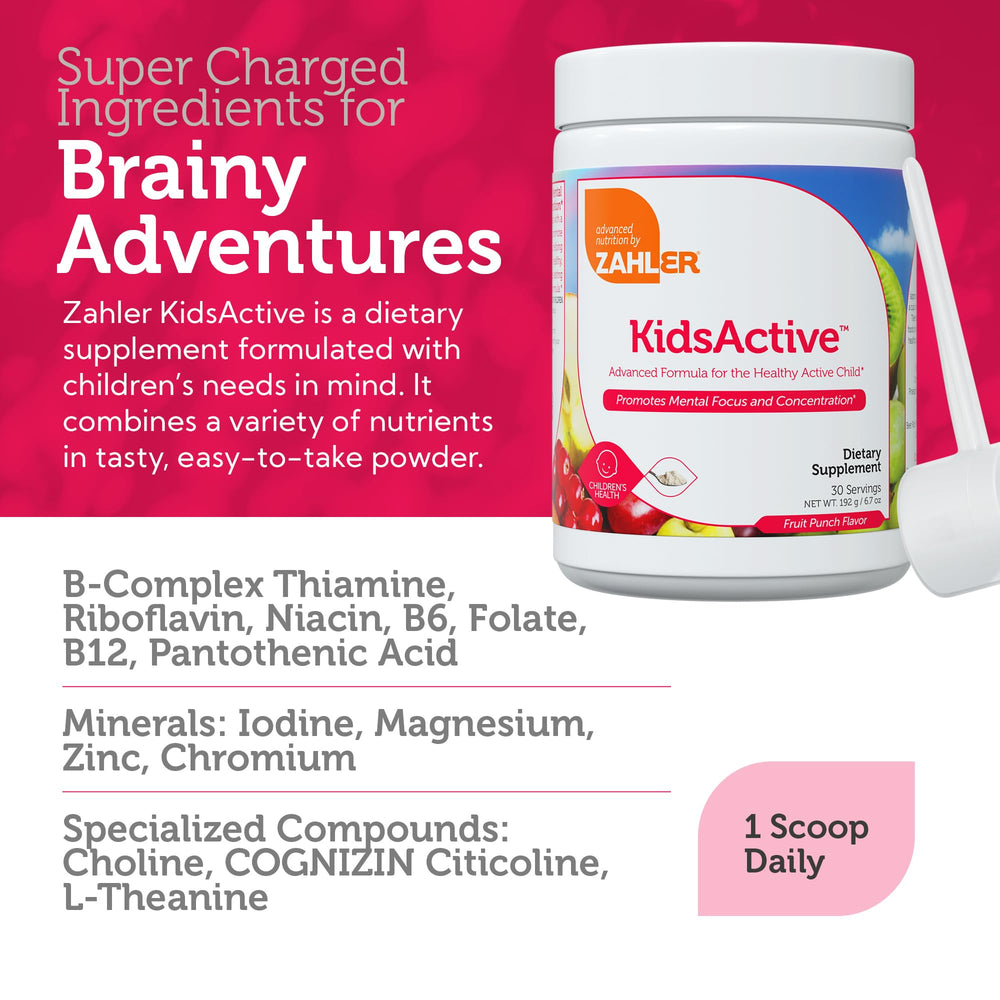 Zahler KidsActive fruit punch drink with bright color suitable for kids.
