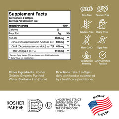 Zahler Omega 3 bottle labeled Made in USA for purity.