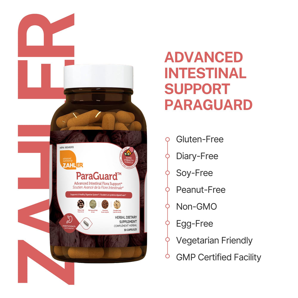 Box packaging of Zahler Paraguard showing 30 count bottle.