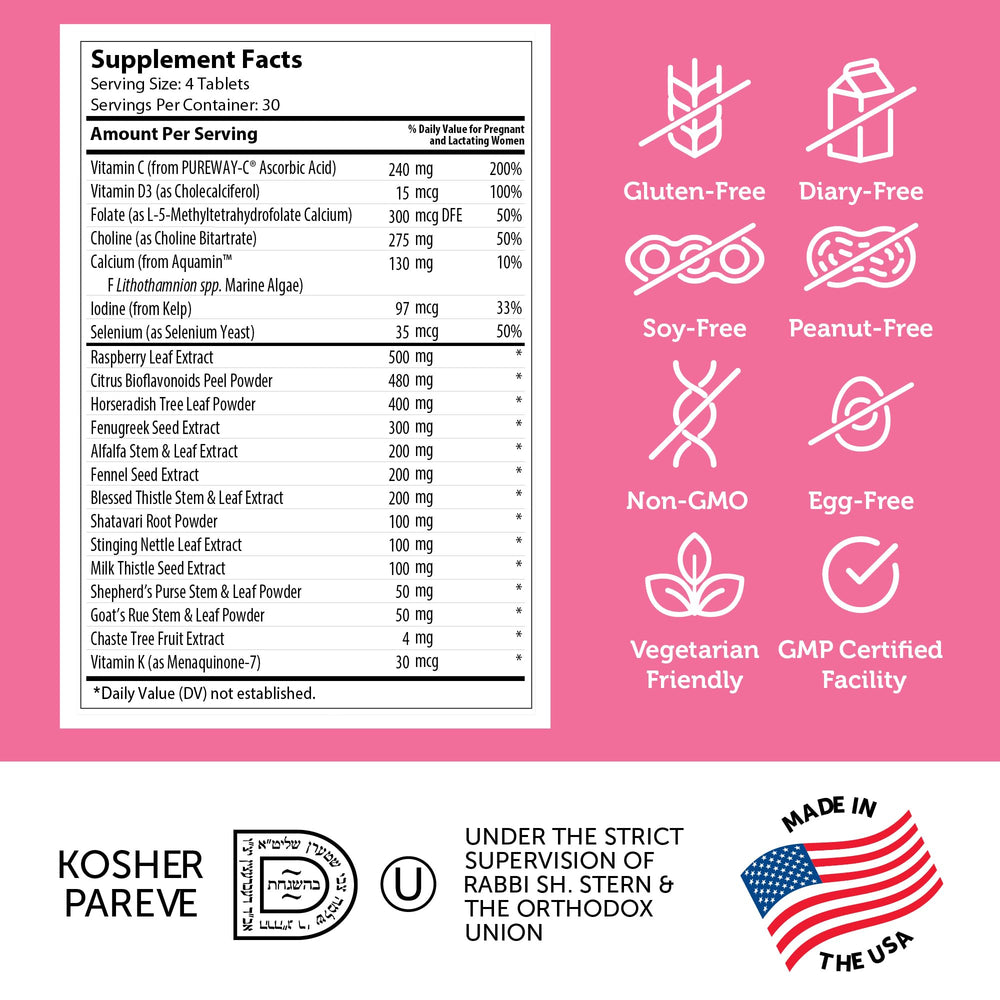 Zahler Postnatal Flow packaging box emphasizes USA-made GMP standards