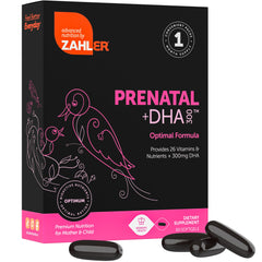 Zahler Prenatal DHA softgels pack showing convenient pregnancy nutrition