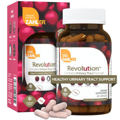 Zahler Revolution bottle and capsules for daily urinary tract support and balanced microbiome.