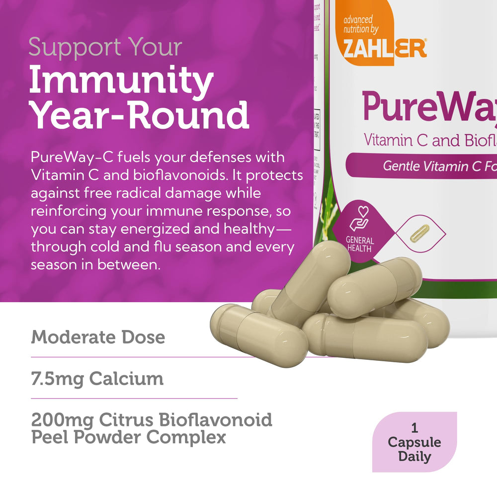 Zahler Vitamin C 500mg immune-support formula boosts daily defenses.