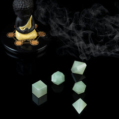 ZAICUS Green Jade icosahedron aids balance and calm in energy work.