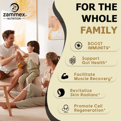 Zammex grass-fed colostrum container conveys ethical sourcing and premium nutrition.