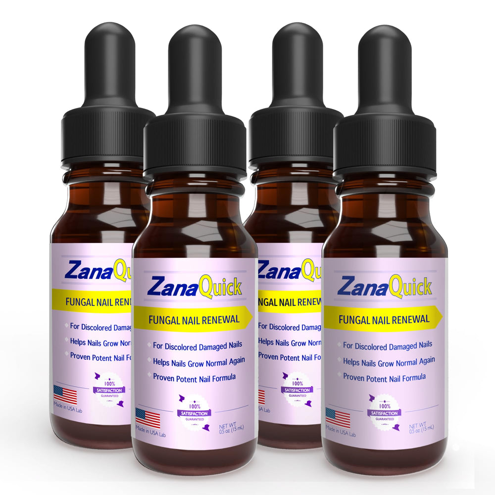 ZanaQuick toenail drops 4-pack bottle for convenient home care and appearance improvement.