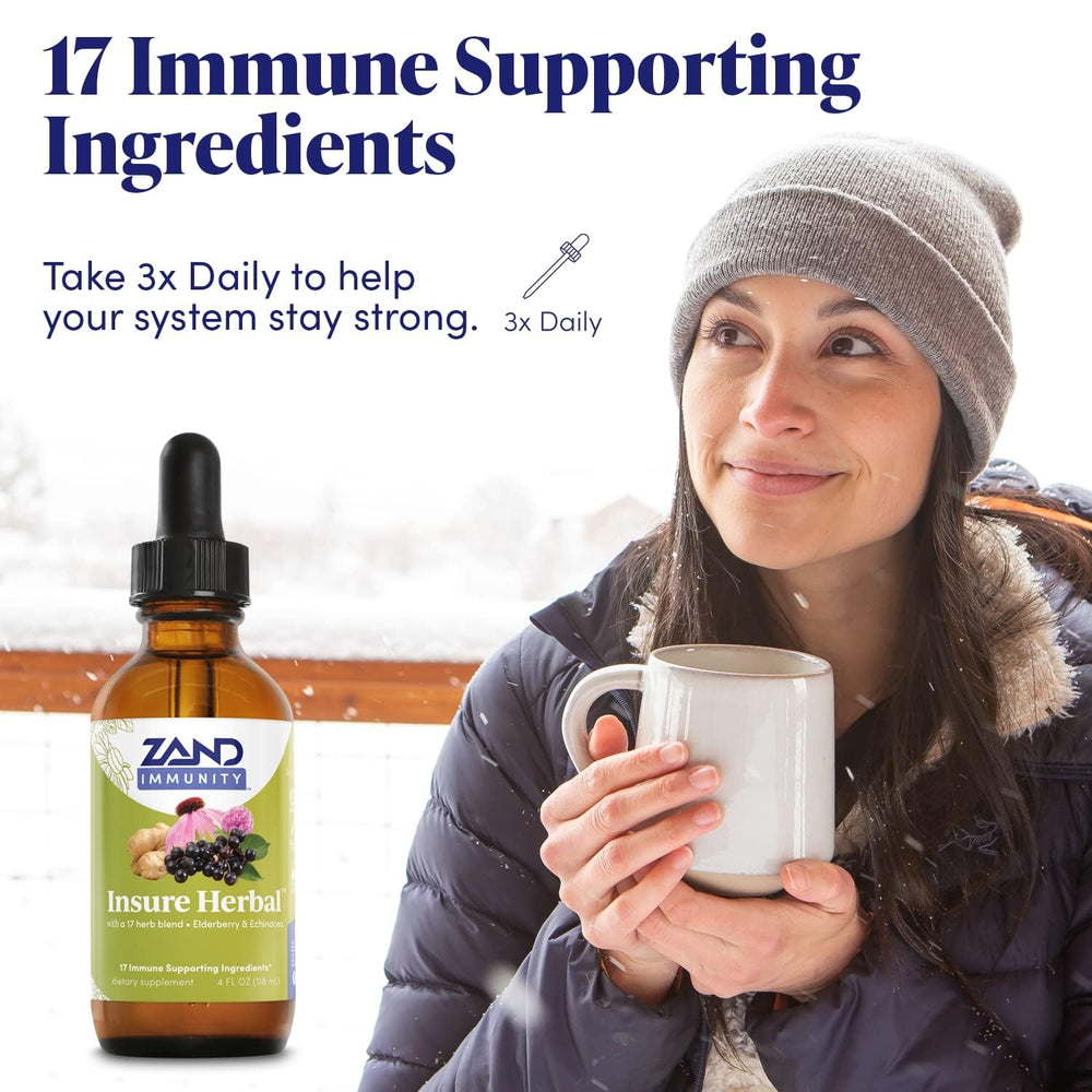 ZAND Insure ingredients panel with echinacea, elderberry, and ginger