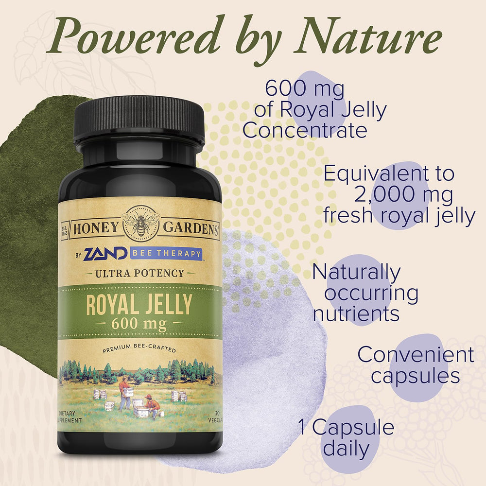 Front label on ZAND royal jelly packaging highlighting quality and safety