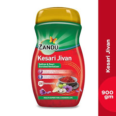 Zandu Kesari Jivan anti-age formula jar close-up emphasizing revitalizing herbal blend