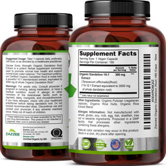 Zazzee ingredient list on label highlights natural, organic components.