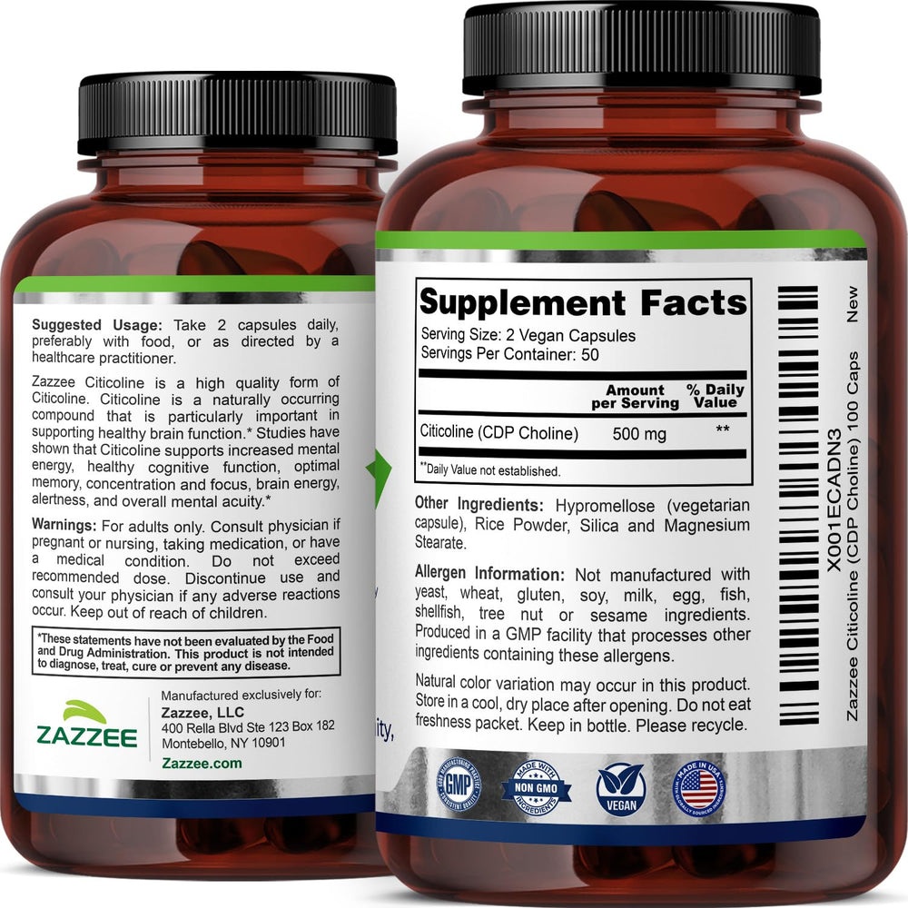 Zazzee product label close up shows ingredients and purity
