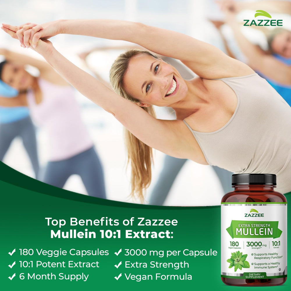 Zazzee Mullein Extract label highlighting a 10:1 potency.