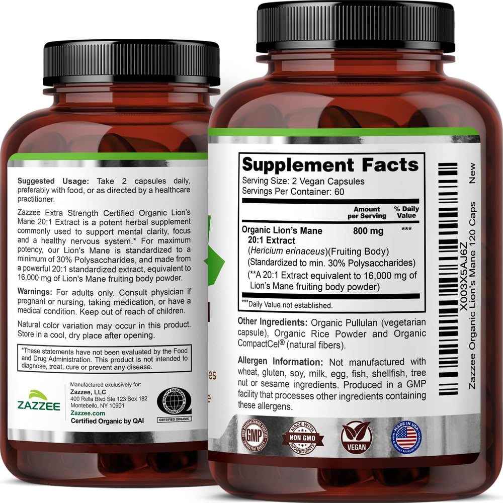 Zazzee organic stability and formulation for shelf life.
