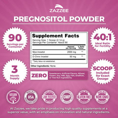 Zazzee Pregnositol free scoop demonstrates precise dosage for consistent servings