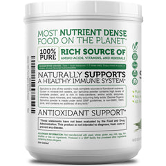 Zazzee spirulina powder packaging emphasizing large 1 kg size.