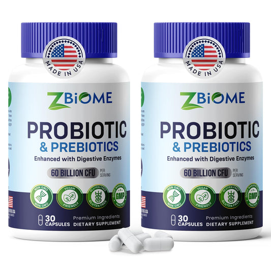 ZBIOME Probiotic 60 Billion CFU bottle front for daily digestive support