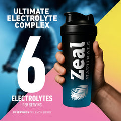 Zeal Electrolyte Powder mixed in a glass for refreshing hydration