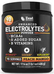 Zeal Electrolyte Peach Mango bottle ready for hydration and recovery