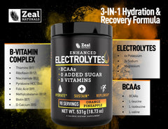 Zeal Electrolyte Powder zero sugar option shown for sugar-free hydration