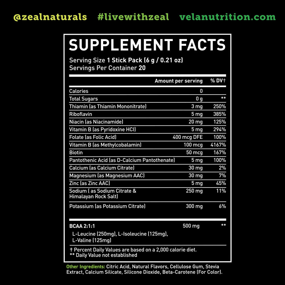 Zeal Naturals-b-vitamins-electrolyte-complex closeup highlights recovery-supporting nutrients.